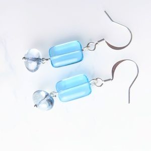 Blue geometric earrings artisan made NWT